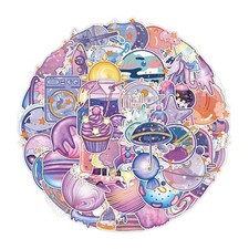50pcs Purple Stickers Pack, Planet Donut Drinks Candy Rainbow, 234