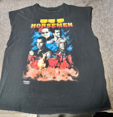 vintage 90s FOUR HORSEMEN WCW t-shirt WRESTLING chopped sleeves xl