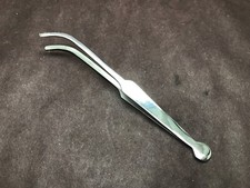 Used Laboratory Stainless Steel 6  Curved Tweezer Forceps w/ Serrated Tips
