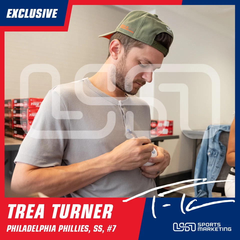 Trea Turner Signed "Triple Trea" Rawlings Phillies City Connect Baseball USA SM - Image 3 of 4