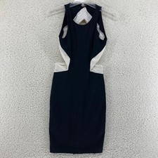 Express Womens Sz Small Petite Black White Backless Sleeveless Fitted Dress