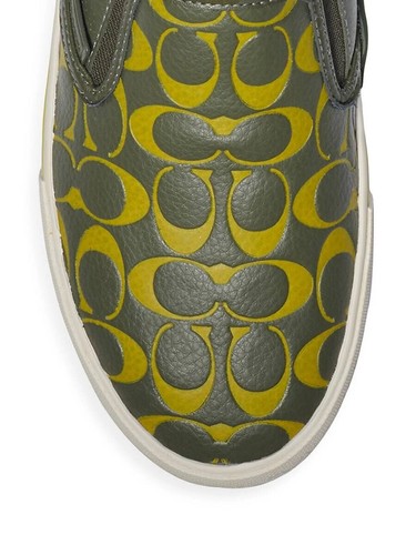 Coach Men's Green Leather Skate Pebble Slip on Rubber Sole Flat Shoes Size 8.5D - Picture 4 of 9