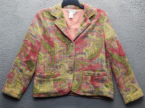 Coldwater Creek Blazer Jacket Womens 10P Multi Single Breasted Tapestry Button