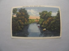 Vintage Greetings from Ninety Six SC River Scene Postcard 1950