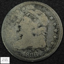 1836 Large 5c Capped Bust Silver Half Dime H10C