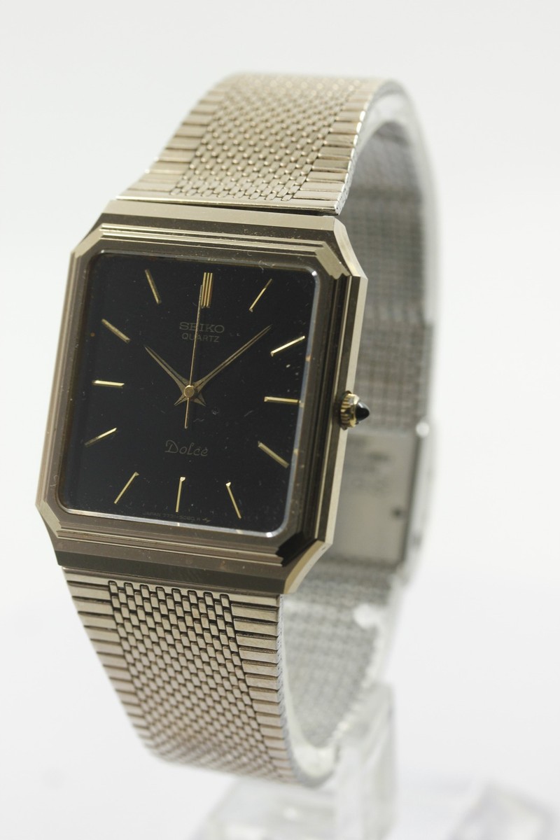 SEIKO Dolce Quartz 7731-5080 Gold Dial Men's Watch Near MINT from