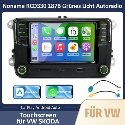 Für SKODA NONAME RCD330 RCD340 187B CarPlay Android Auto Radio Stereo Grün Licht