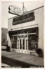 Crandon Wisconsin Feavel's Restaurant Neon Sign WI RPPC Photo Postcard COPY