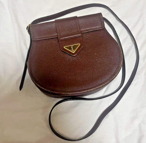 Yves Saint Laurent YSL Cassandra Shoulder Bag Leather Brown womens JPN Authentic