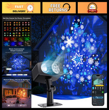 Outdoor LED Snowflake Projector Light, 180 Rotation, 20 Effects, App Control, I