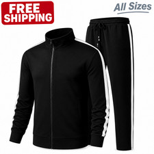 MensClassixs Tracksuits 2 Piece Full Zip Jacket  Sweatpants, All Sizes, Black W