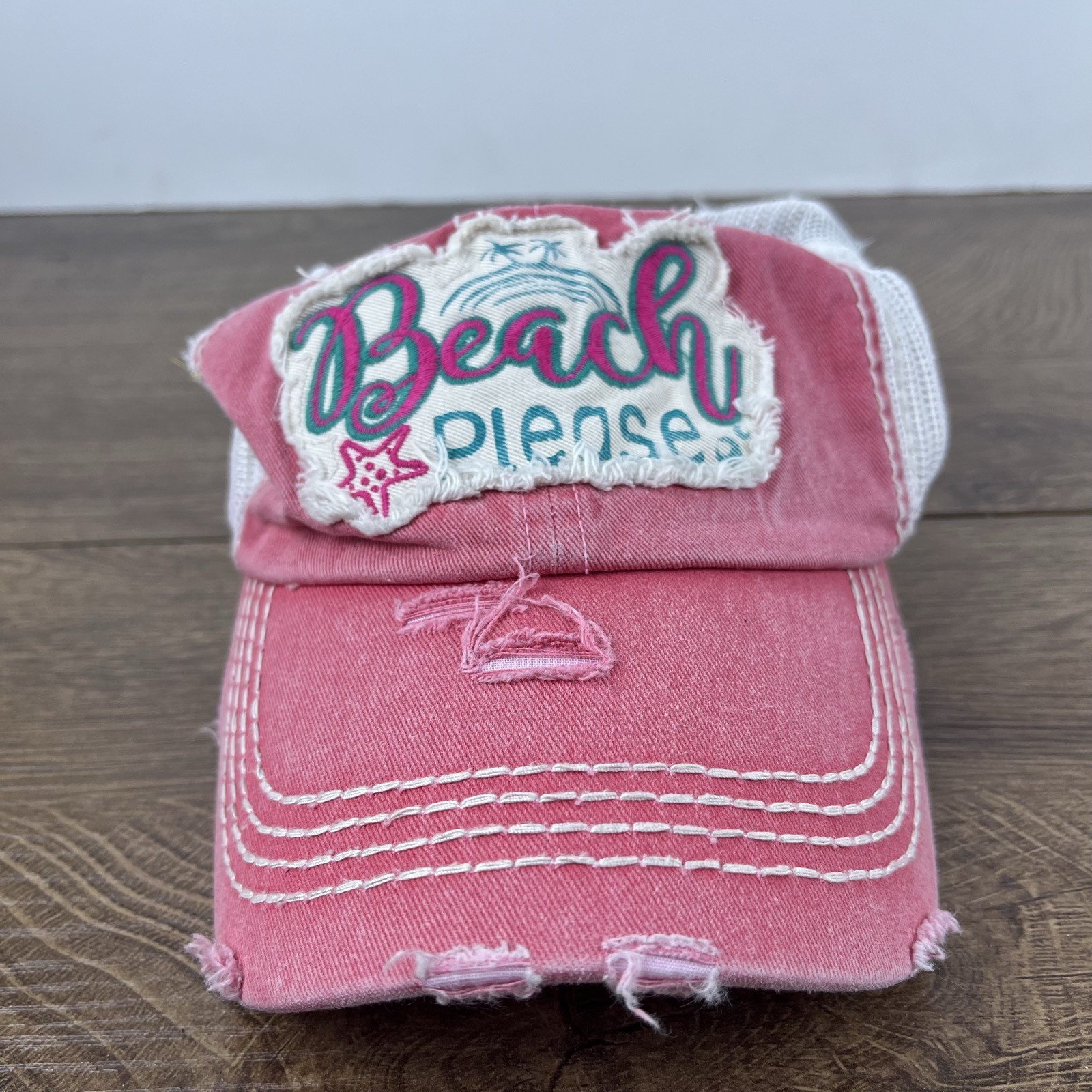 Beach Please Hat Beach Hat Red Adjustable Hat Red… - image 2