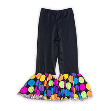 Black Spandex Neon Polka Dot Ruffled Hem Sequ...