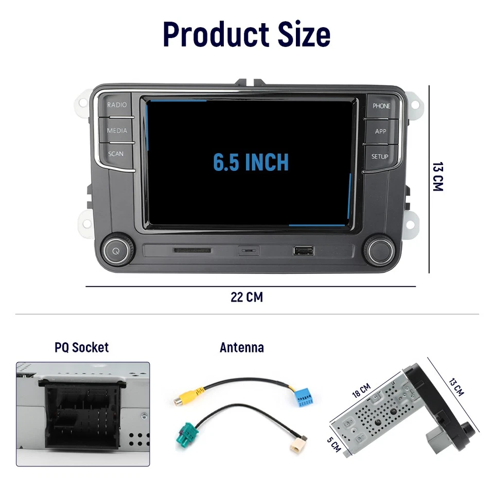 6.5" Wireless Android Auto CarPlay Radio RCD440 Plus RCD330 Für VW Golf MK6 CC - Bild 2 von 4