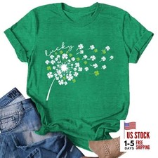 St Patrick's Day Shirt Women: Funny Lucky Irish Shamrock Paddy's Large Green7