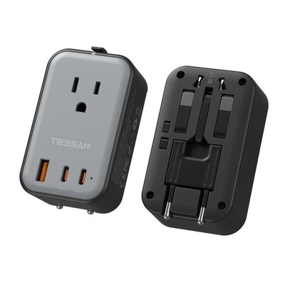TESSAN Travel Adapter PD 20W, International, 2 USB C, 1 USB A, Ultra-Thin