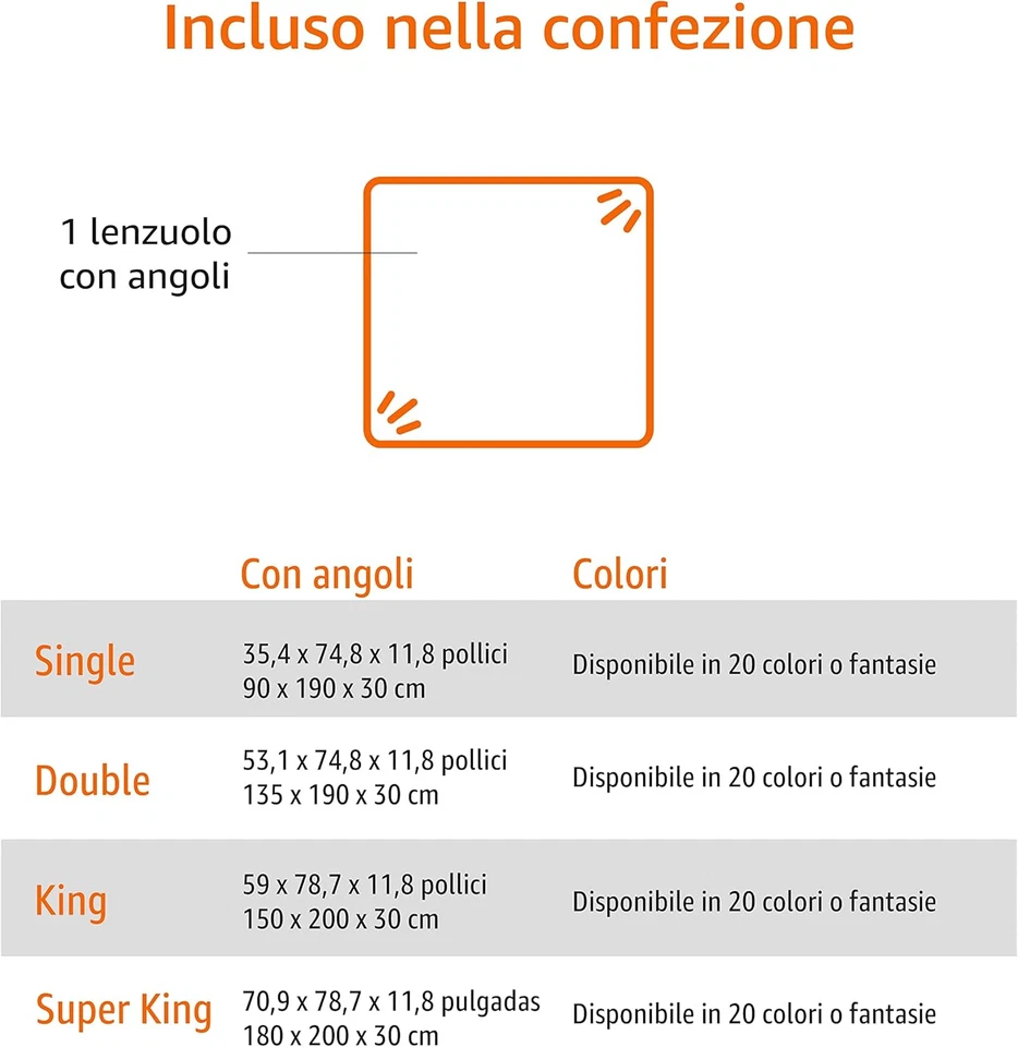 Lenzuolo Con Angoli Matrimoniale, 150 X 200 X 30 Cm, in 100% Microfibra Con Alte - Immagine 2 di 4