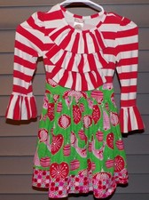Girl's Christmas Dress Size 6 Holiday red and white Ashberry label Made in USA`