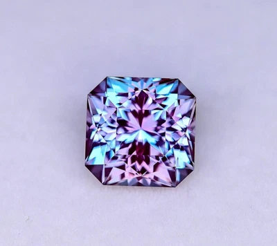 10.55 Ct Natural GIE Certified Bi-Color Alexandrite Asscher Cut Loose Gemstone - Image 1 of 2