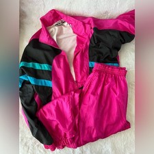 Funky Vintage Pink and Black Tracksuit Size M