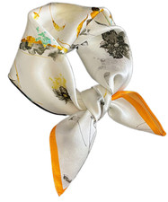100 Silk 20 small square Scarf Women neckerchief Wrap floral yellow beige WY309