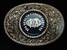 PH05152 VINTAGE 1970s  SPA HEALTH FITNESS CENTER  SPORTS BRASSTONE BELT BUCKLE