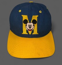 Vintage 90s Mickey Mouse M Disney Strapback Hat Blue/Yellow USA Made