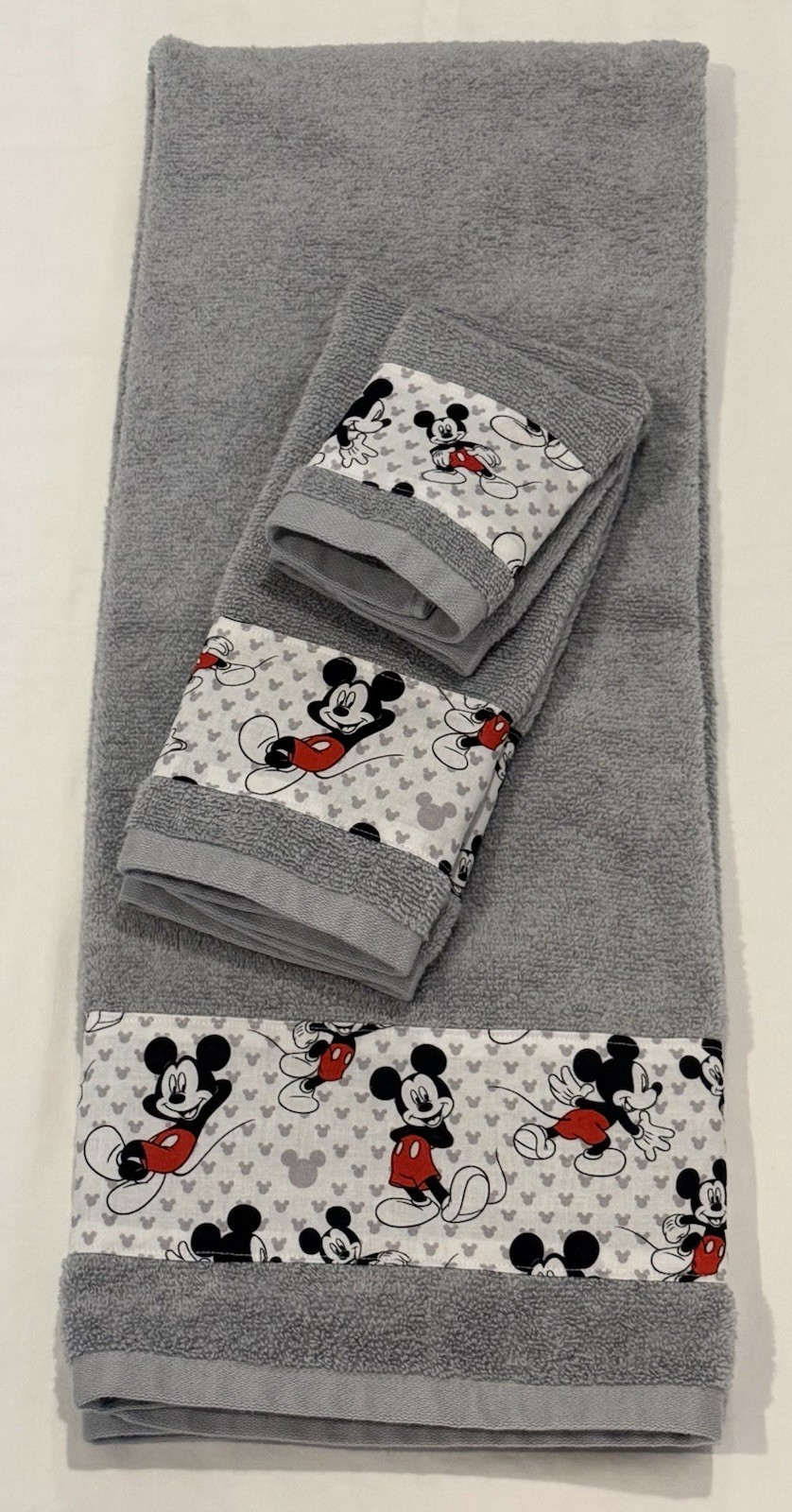 Set Bathroom Decor Grey Black White Red 3 Pc Set