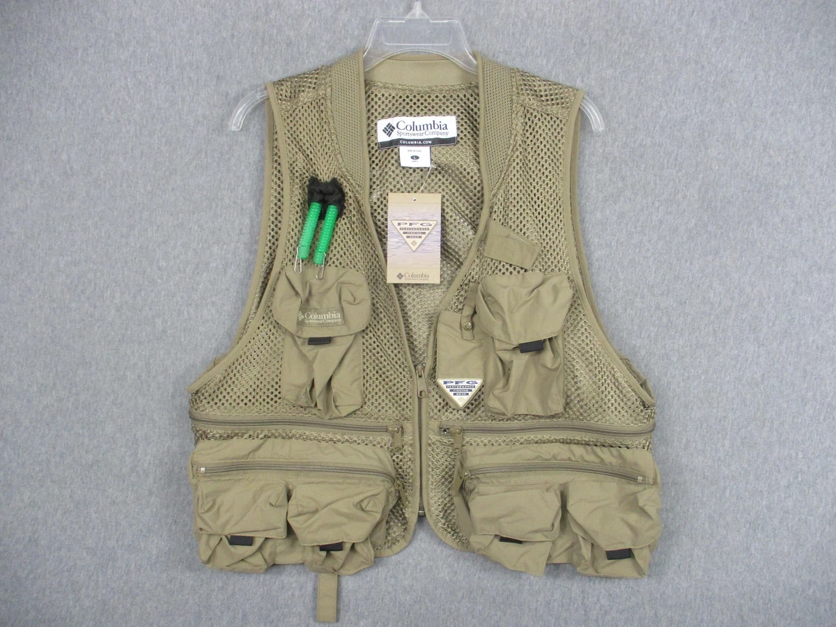 Gilet De Pêche Columbia Vintage – Homme Taille M – Beige – Multi Poches