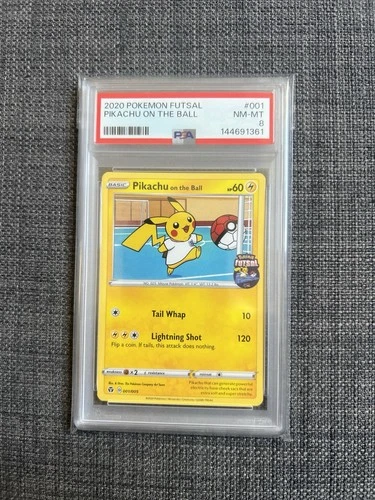 Pokemon TCG PSA 8 Pikachu On The Ball 001/005 Futsal Promo Card UK Exclusive NM