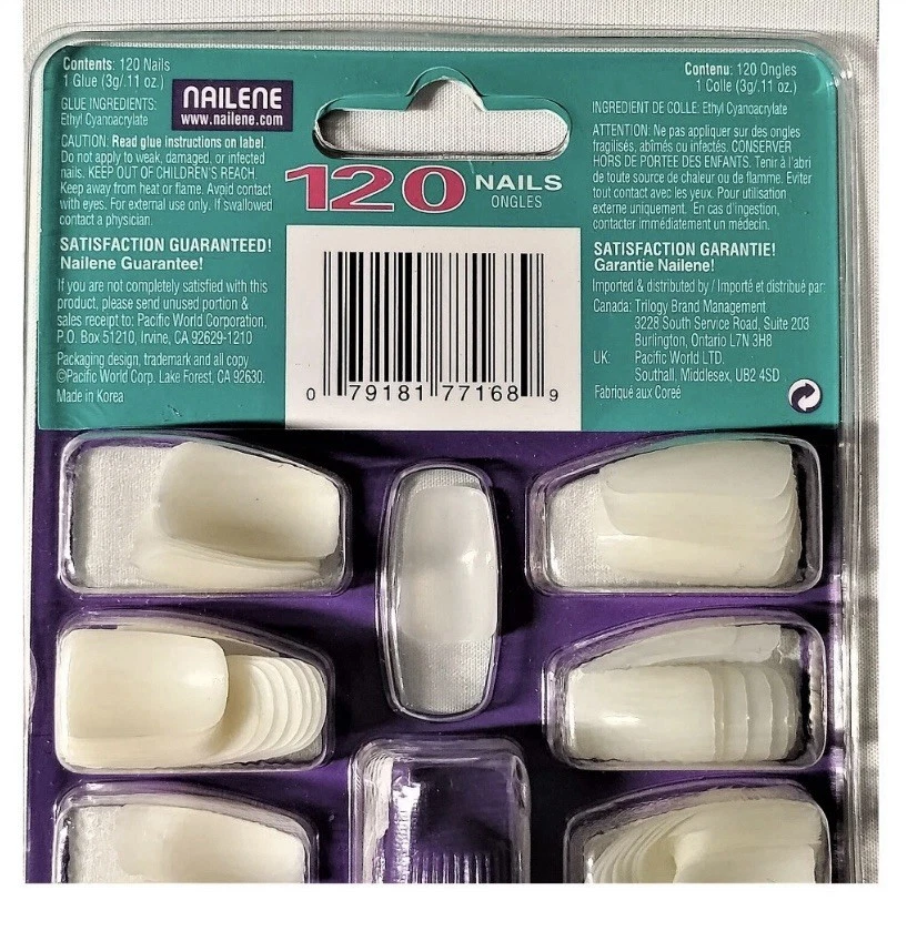 Nailene 120 Piezas Curva Natural SquOval Longitud Corta Salón Uñas y Pegamento Kit Nuevo en Paquete Foto 3 de 3