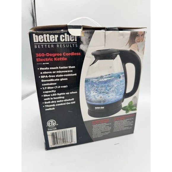 Hervidor eléctrico inalámbrico Better Chef 360 grados 1,7 litros azul LED sin BPA Foto 4 de 4