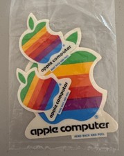 Lot of 3 Vintage Apple Computer Macintosh Rainbow Logo Decal Stickers Brand New