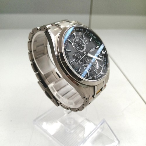 Citizen Eco-Drive H804-T018696 Radio Contrôlée Argent Noir Solaire Montre Hommes - Photo 3 sur 6