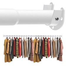 Closet Rod 17-39 Inches, Adjustable Heavy Duty Metal White Closet Rods for Ha...