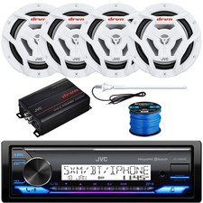 JVC Single-DIN Marine Bluetooth Receiver, 4x 6.5" 150W Speakers, Amplifier