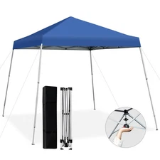 Instant Pop-up Canopy w/ Portable Carrying Bag & Straps UPF50+ Sun Shelter Blue