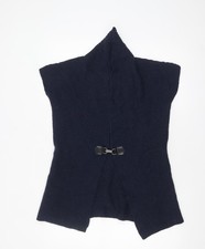 Paul Costelloe Women’s Blue Wool Blend Sleeveless Cardigan UK 12