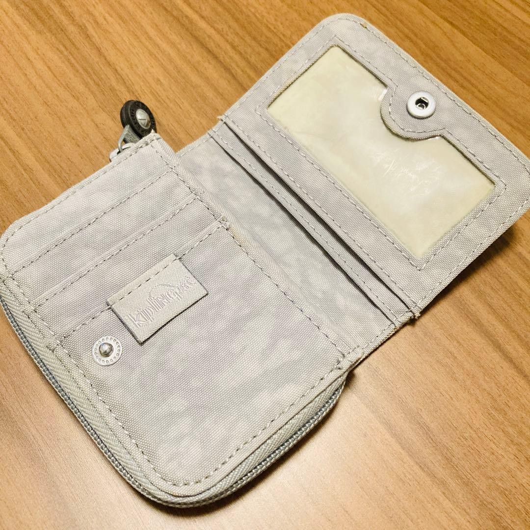 Kipling Leather Mini Wallet Gray Compact Used - image 4