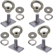 4 Pack Heavy Duty Eye Bolt, Stainless Steel - M8 Eye Nuts, Track Mount Tie Down