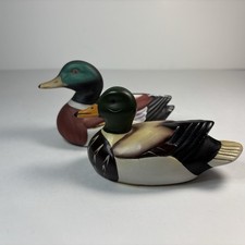 Vtg Mallard Small ceramic duck figurines Set Of 2