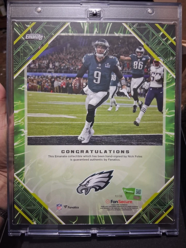 Foto firmada por Nick Foles 8x10 Emanate/99 fanáticos certificado de autenticidad Eagles SB LII Foto 2 de 2