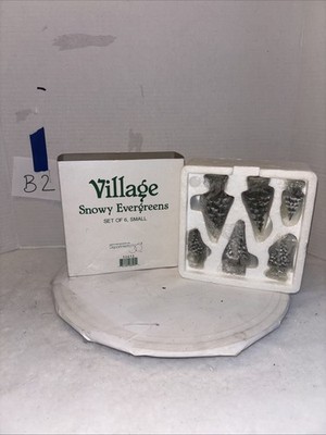 Dept 56  #52612 SNOWY EVERGREENS Set of 6, SMALL Village Accessory NOS