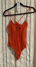 VICI Women's Orange Strappy Bodysuit Large One Piece Sleeveless