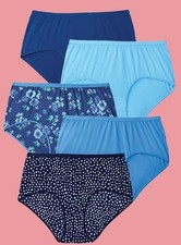 Catherine's size 10 5-Pack Tag-free Full Coverage Cotton Brief Evening Blue Dot