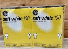 NEW GE Soft White 100W Bulbs 8 Pack , NOS, A19, Old School Bulbs