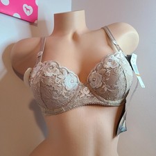 VTG Olga Floral Mystique Embroidered Lined Demi Bra Size 36A