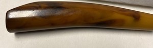 Vtg 7" Butterscotch Swirl Bakelite Handle Double Wheel Knife Sharpener MCM Retro