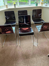 Set of 6 Black Dining Chairs – Modern Plastic Seats & Chrome Metal Legs