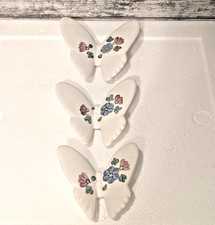 Vintage Lasting Products Hand Painted Ceramic Set of 3 Butterflies Made in USA